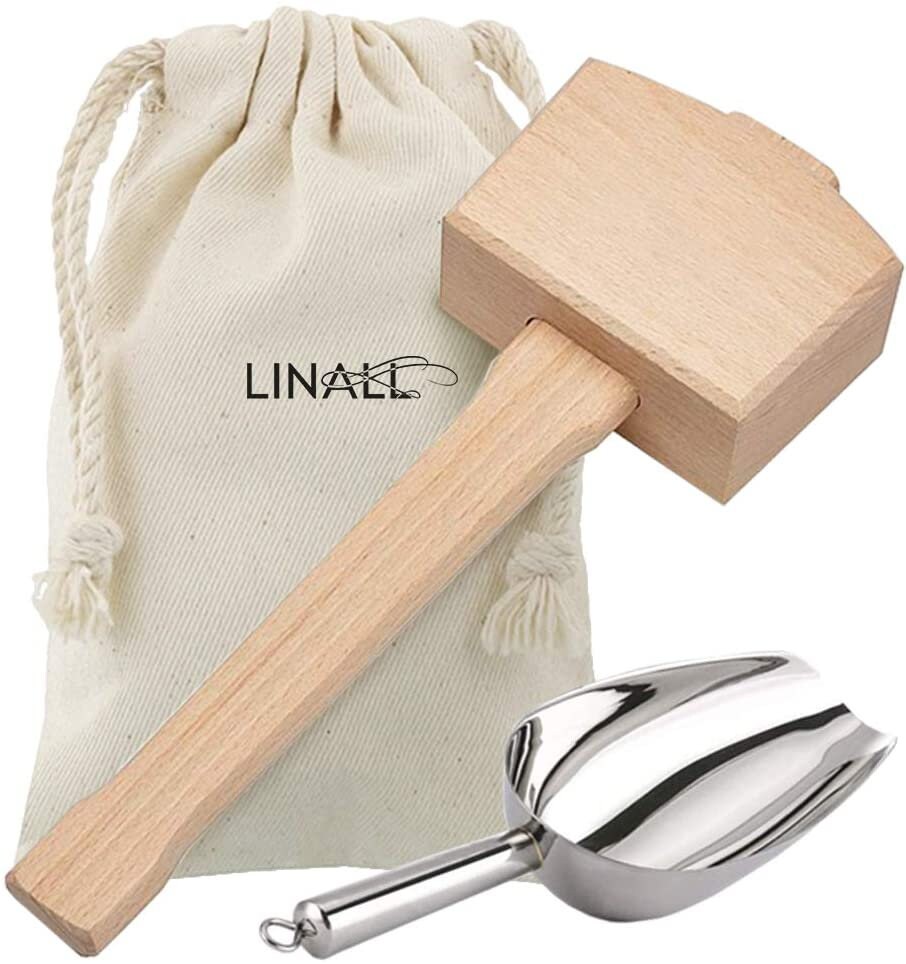 Ice Mallet and Ice Bag Wood Hammer and Cotton linen Bag for Etsy