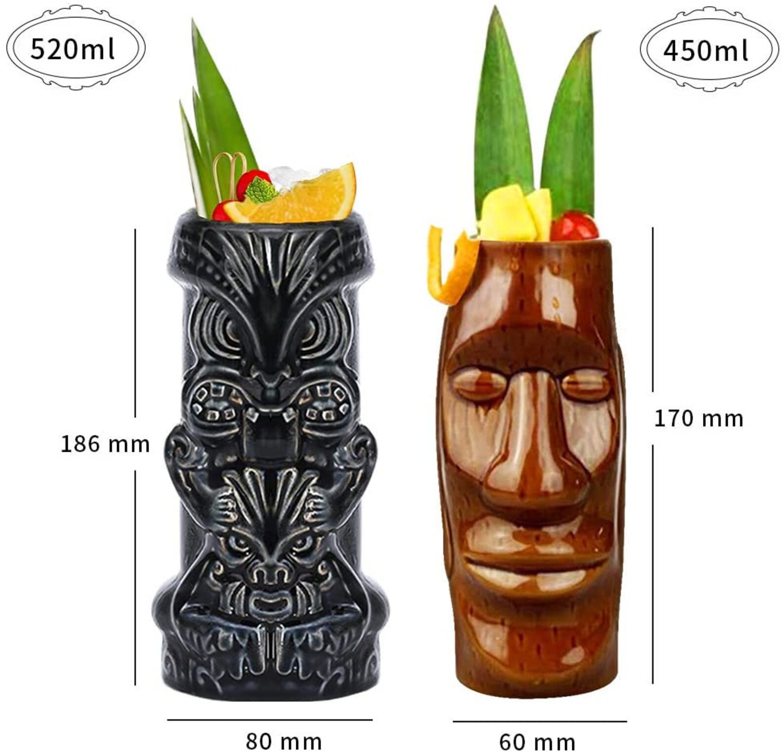 Tiki Mugs Cocktail Set Of 4 Grandes Vasos de cerámica Etsy