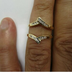 0.40 Ct Round Cut Diamond 14K Yellow Gold Finish Wedding Enhancer Wrap Band Ring, Engagement Enhancer Guard Ring, Mothers Day Special Gift