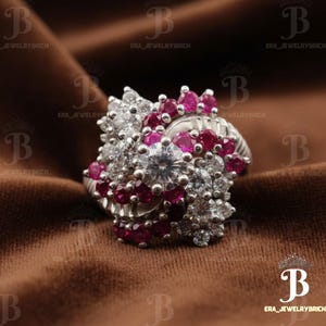 2.70Ct Round Cut Diamond & Ruby Dinner Cocktail Ring 14k Yellow Gold Plated