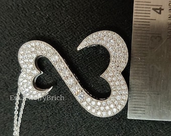 2.5Ct Round Diamond Open Hearts Pendant Necklace 14k White Gold Plated