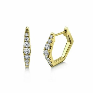 1Ct Round Cut Diamond Huggie Small Earrings For Women&#39;s 14K Yellow Gold Plated