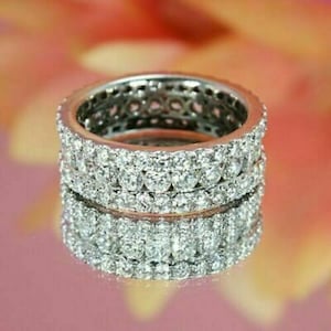 1.50Ct Rundschliff VVS1/D Diamant Damen Ehering 14K Weißgold Over