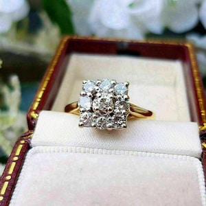 1.50Ct Round Cut Diamond Cluster Women's Engagement Ring 14k Yellow & White Gold Over