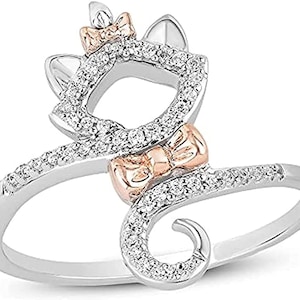2.00Ct Round Cut Silmulated Diamond Aristocats Round Shaped Ring for Womens & Girls 14k Two Tone Gold Plated 925 Sterling Silver,Handmade,