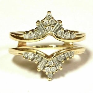 2.00Ct Baguette & Round Cut Diamond Enhancer Ring,Yellow Gold Plated,Classic Wedding Enhancer Ring,925 Sterling Silver,Curved Diamond Ring.