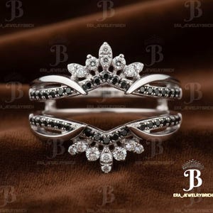 Anillo de bodas con solitario de diamante blanco y negro de 0,50 quilates con protección realzadora, acabado en oro rosa de 14 quilates, regalo para el Día de la Madre.