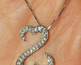 2.00 Ct Round Cut VVS1 Diamond Open Love Heart Pendant Necklaces 925 Sterling Silver 14K White Gold Over christmas gift