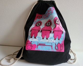 Sac à dos en tissu pour Fans de jeu de calmar, sac de sport pour écolier, sac de sport en coton pour la maternelle