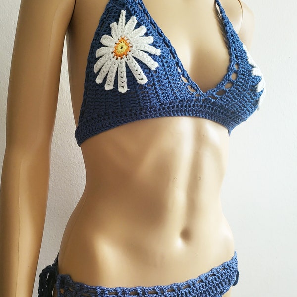 Bikini crochet Set zwei Teiler gehäkelt Strandkleidung Gr. M