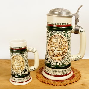 1978 Avon “Sporting” Ceramic Stein & Matching Mini Beer Stein