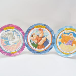 1997 McDonald&#39;s Disney Hercules Plates (3) Pegasus, Hercules, & Zeus