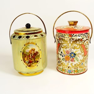 Vintage Pail Style Tins (2) Murray Allen Candy & English Tea Biscuit Tin