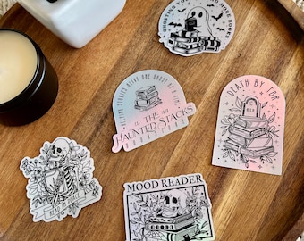 Spooky Bookish Stickers - Holographic