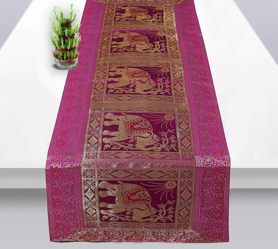 Indian 16X60 Inch Silk Table Runner Room Decor Cloth Etsy