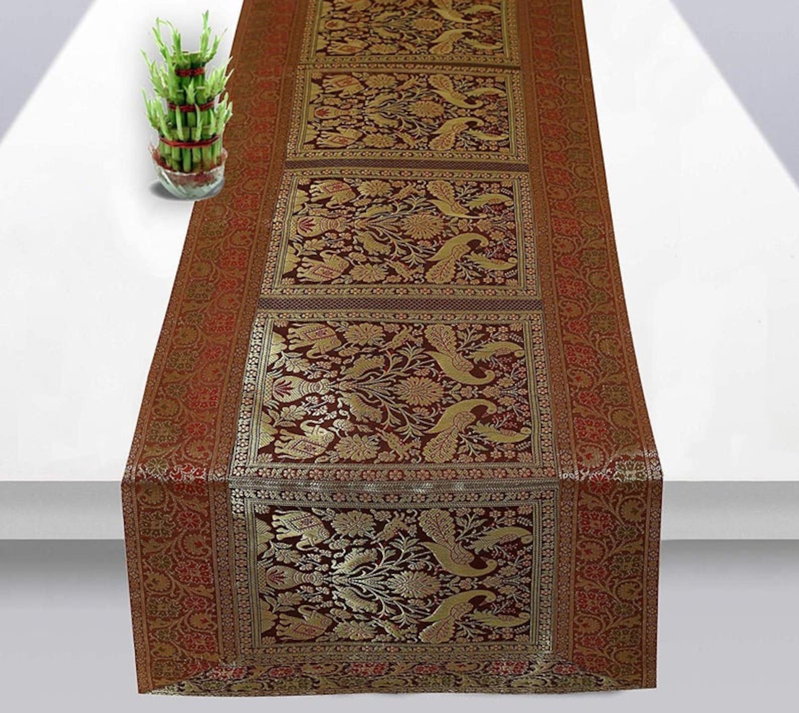 Indian 16X60 Inch Silk Table Runner Room Decor Cloth Etsy