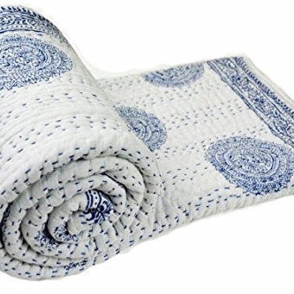 Blue and White Quilt Etsy