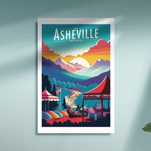 Asheville, North Carolina - Vintage Travel Poster - Retro Print