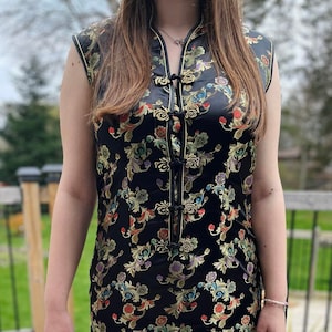 Women&#39;s Vintage Laogudai Asian Inspired Long Floral Dress, Chinese Maxi Dress