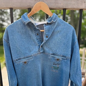 Womens denim pullover shirt deals