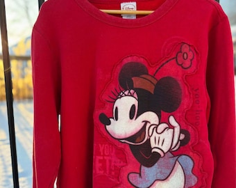 Women's Vintage Disney Minnie Mouse Pullover Sweatshirt Size XL