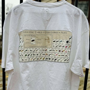 columbia periodic table of fishing lures Men's COLUMBIA Fishing T-shirt, Periodic Table Fishing Lures and Flies  Graphic Tee Size 2XL