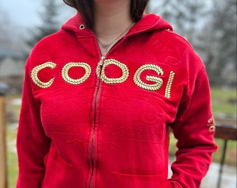 Men's Embroidered COOGI Australia Zip up Hoodie Jacket Size Large