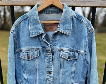 ジャケット・アウター \"LIZ claiborne\" used Denim duffle coat Liz Wear Vintage Denim Jean Shirt / Jacket With Toggle