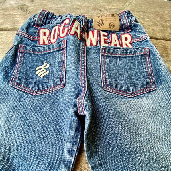 Boys Vintage ROCAWEAR Jeans, Retro Roca Wear Denim Pants Size 3T