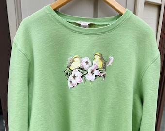 Women's Vintage Northern Reflections Bird Graphic Pullover Sweatshirt Size XL