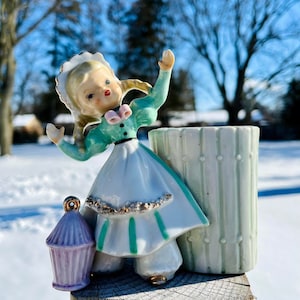 Vintage Girl Planter, Ceramic Nursery Planter Made in Japan