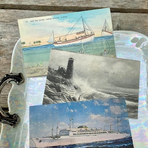 Lot de 3 cartes postales à thème nautique vintage