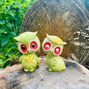 Vintage Owl Salt and Pepper Shaker Set, Vintage Woodland Animal Decor, Cottagecore Decor