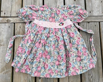 Vintage Baby Girl Floral Summer Dress, Vintage Girls Party Dress Size 18 Months Made in Canada