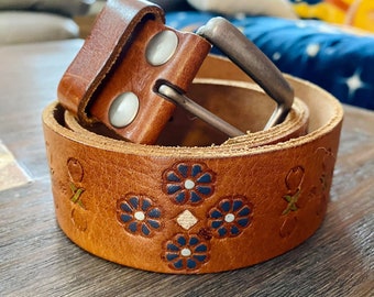 wide leather waist belt boho belt L Vintage dark brown leather link belt Brazilian leather belt adjustable waist belt