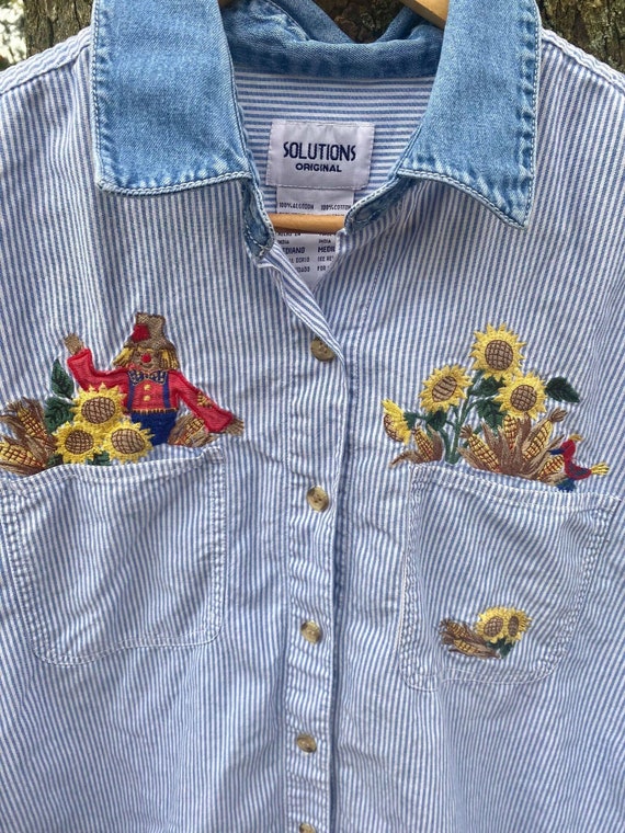 Vintage Embroidered Button Down Shirt 
