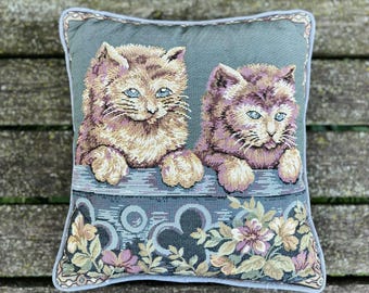 Vintage Tapestry Cat Decorative Throw Pillow