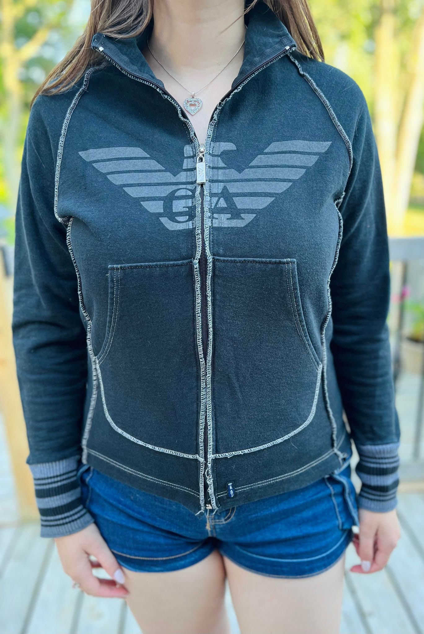 Vintage Y2K Women's Armani Jeans Zip up Sweatshirt Jacket Size Medium - Etsy Vintage Y2K Women's Armani Jeans Zip up Sweatshirt Jacket Size Medium - Etsy