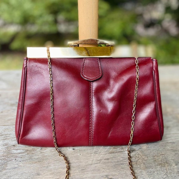 Vintage LETISSE Burgundy Shoulder Bag Purse