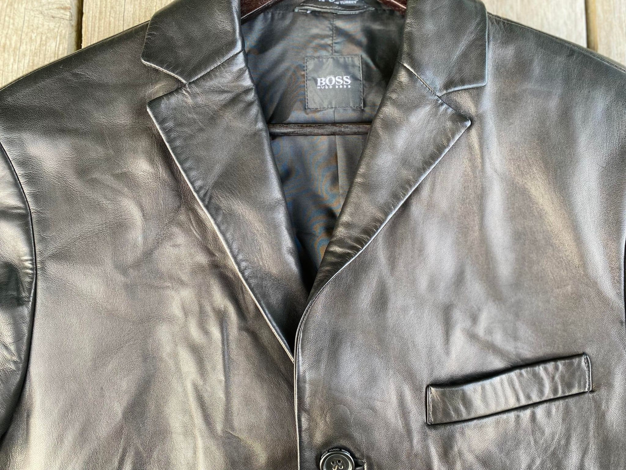 BOSS - Varsity-style jacket with monogram-embossed leather sleeves