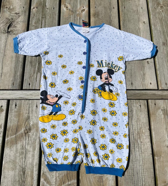 Vintage Mickey s Stuff Kids Pj s Vintage Disney Mickey Mouse Sleeper Pajama Size 6X Etsy