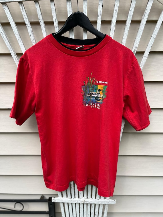 Vintage Northern Splendors Canada Nature Graphic T-Shirt Size Large View 2