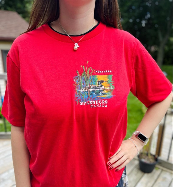 Vintage Northern Splendors Canada Nature Graphic T-Shirt Size Large