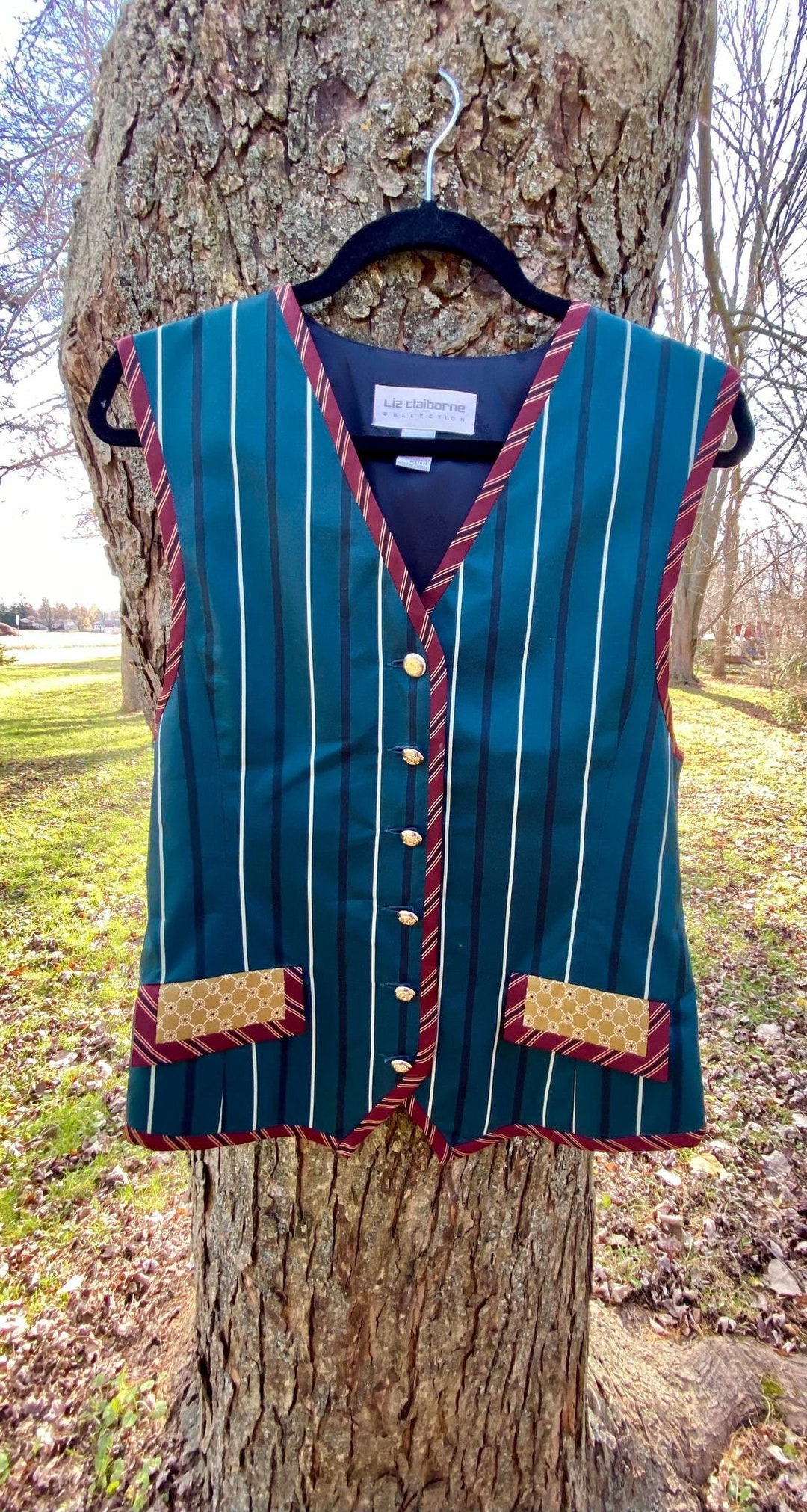 Vintage Women's Liz Claiborne Silk Button Down Vest Size 10