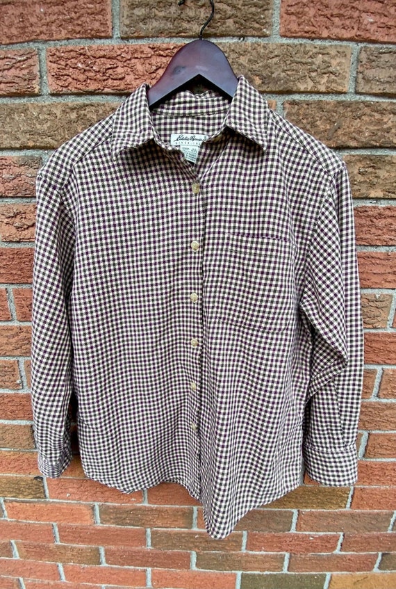 Eddie Bauer, Women's Vintage Eddie Bauer Plaid Checkered Button Down Shirt Size Small Petites