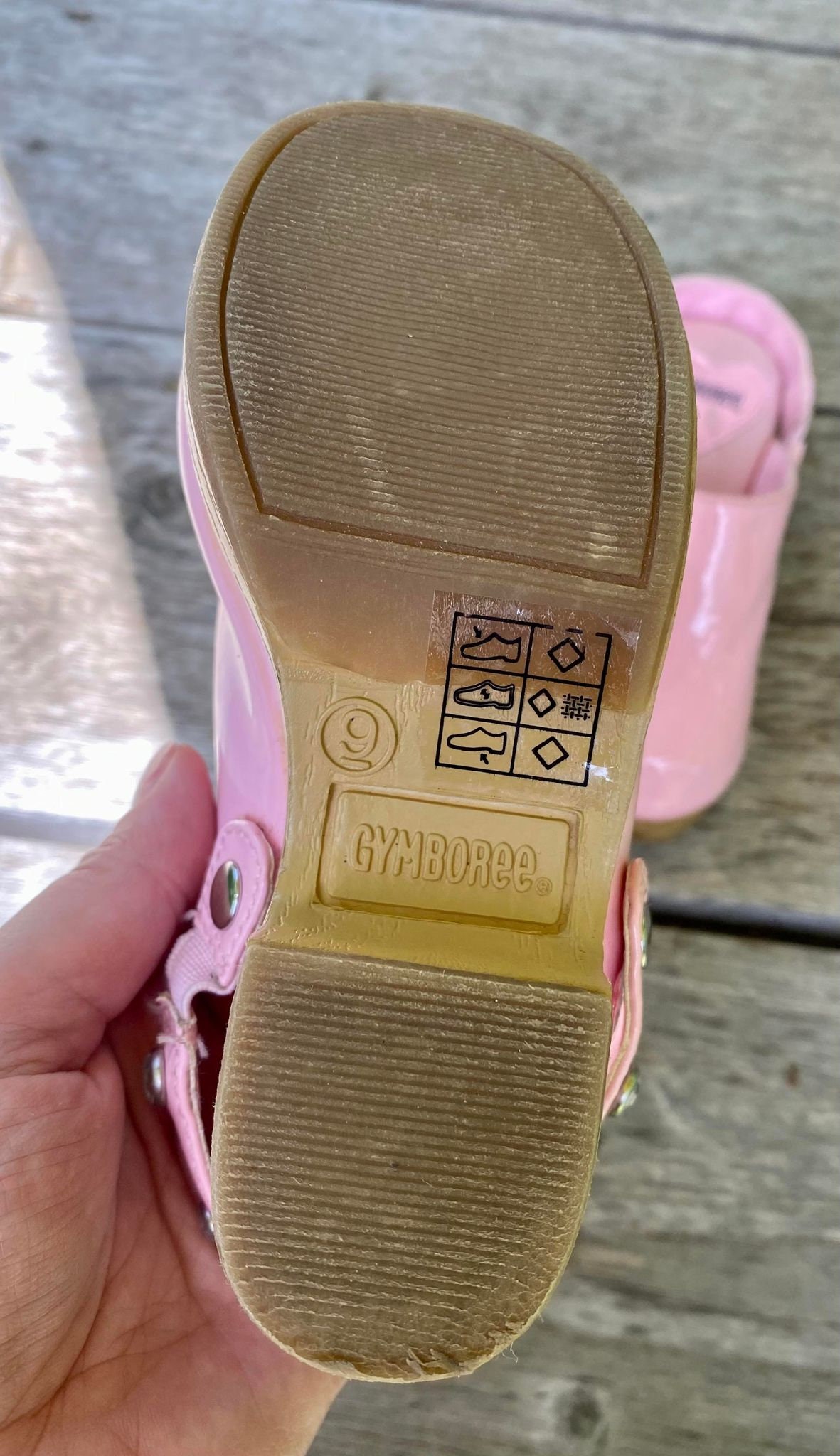 2011 Gymboree Toddler Girl Pink Clogs Size 9, Kids Rhinestone Clog Shoes 