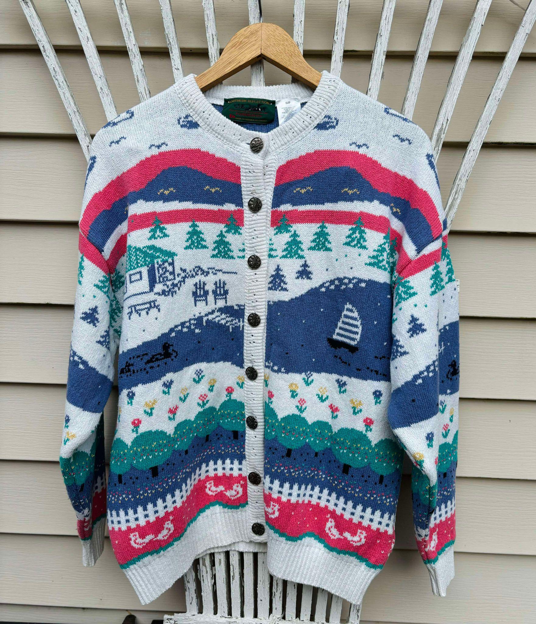 Northern Reflections Parkhurst Nature Scene Buttoned Sweater