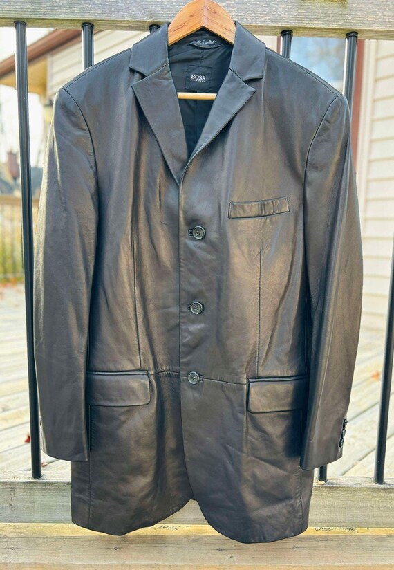 Hugo boss leather blazer sale