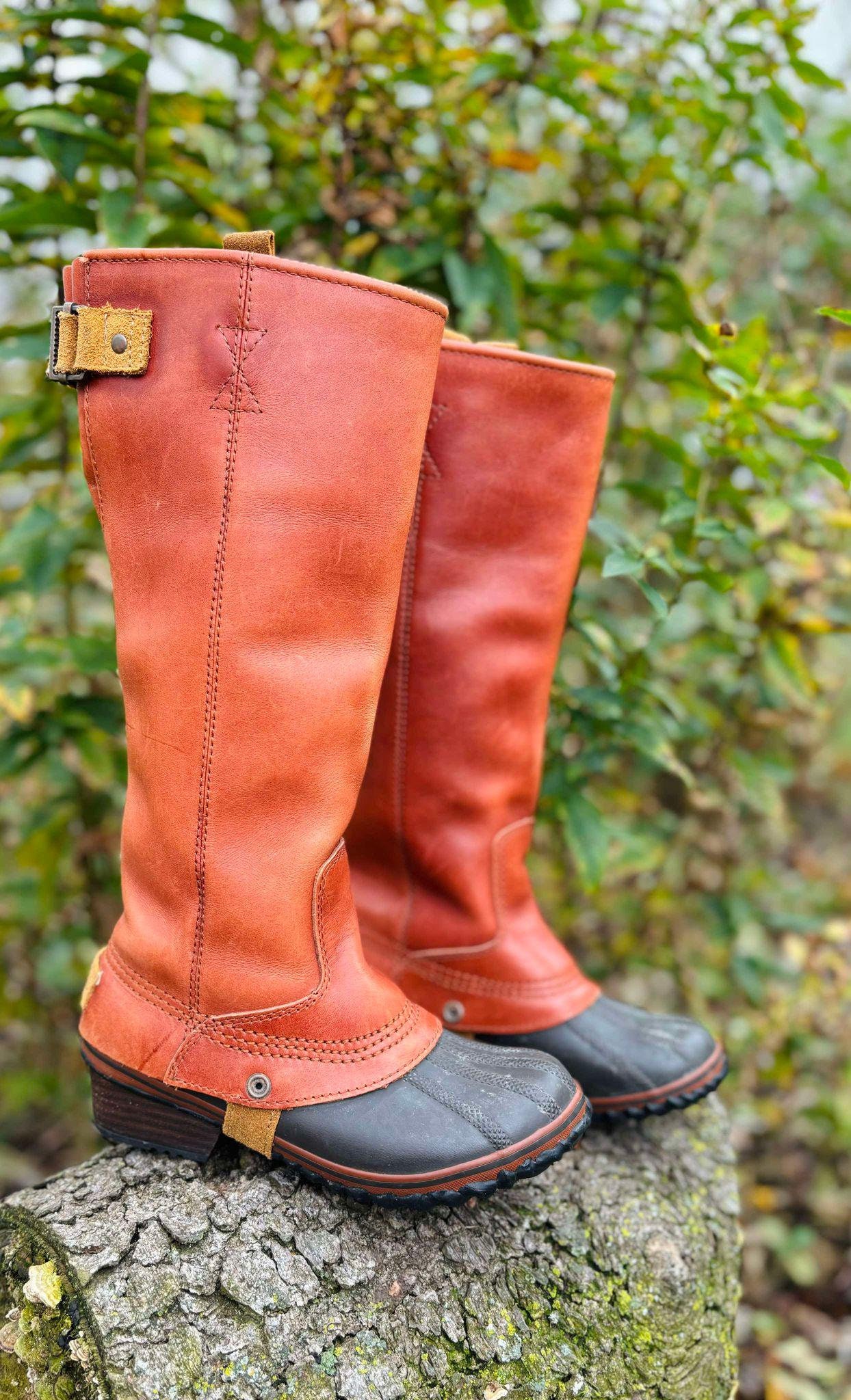 Women's SOREL Slimpack Tall Equestrian Riding Snow Rain Boots Size