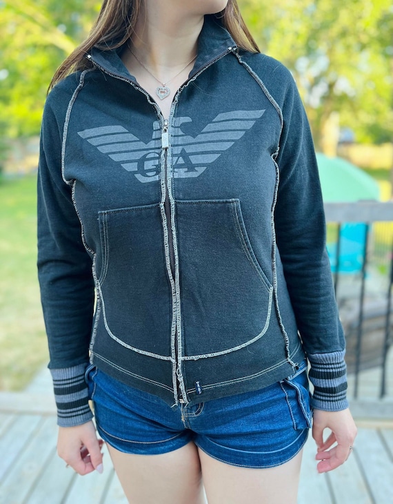Vintage Y2K Damen Armani Jeans Zip Up Sweatshirt Jacke GroBe Medium Etsy
